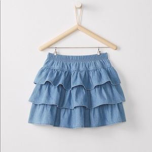 Hanna Andersson Denim/Chambray Tiered Skort